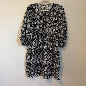 Floral Black and White Dress